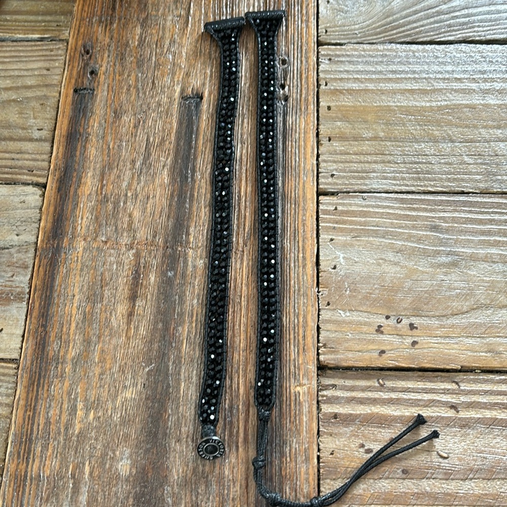 Victoria Emerson boho black wrap replacement strap for Fitbit Versa2.